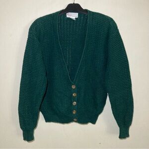 Milano Design Group Vintage Academic Cardigan Sweater with Green Buttons